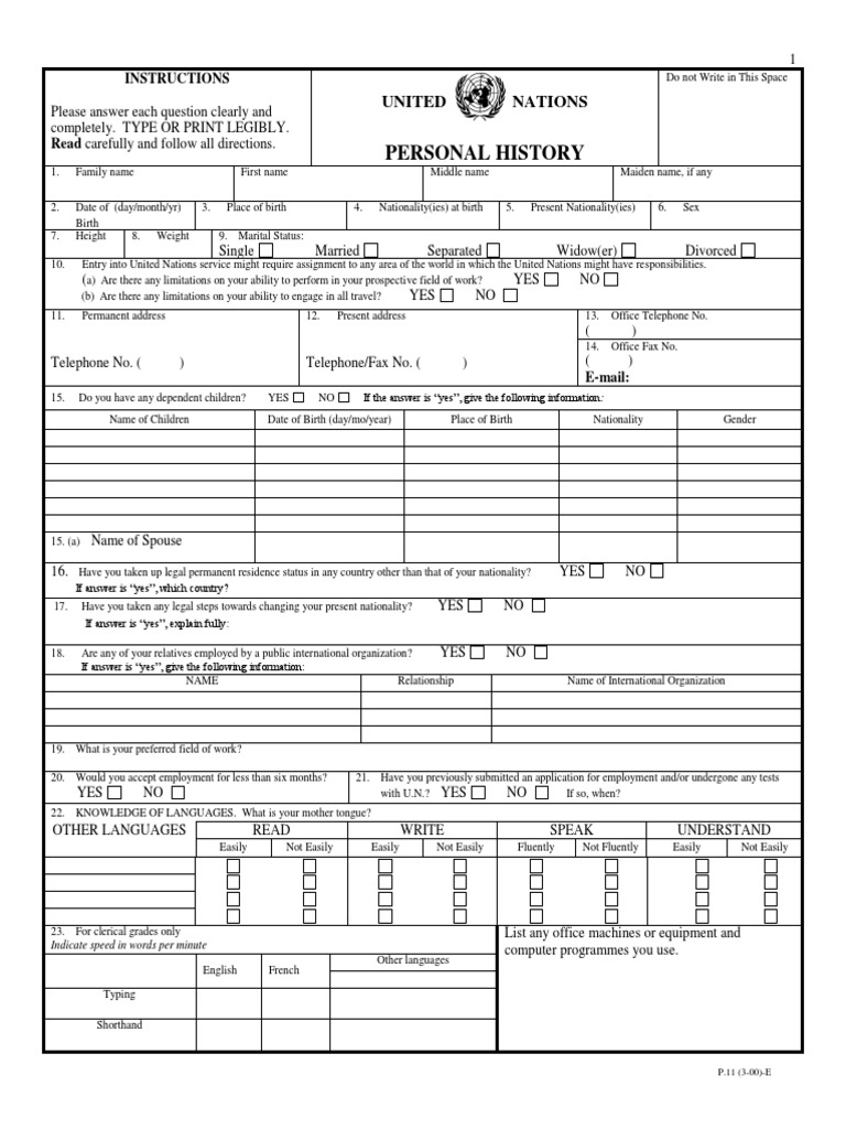 formulaire p11 unhcr