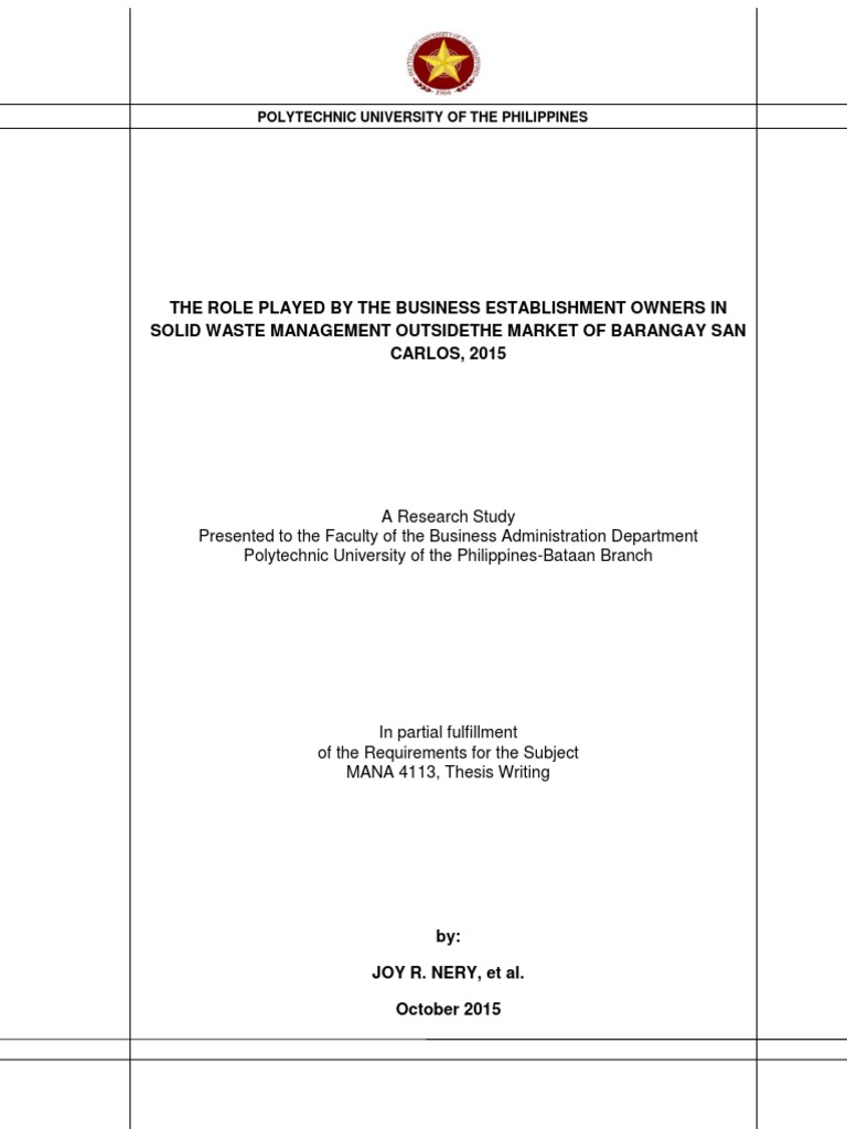 sample thesis on solid waste management