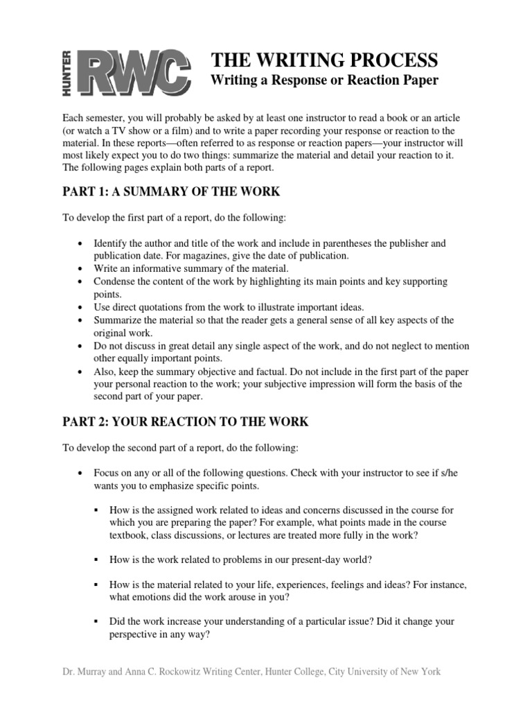 writing a reaction or response essay