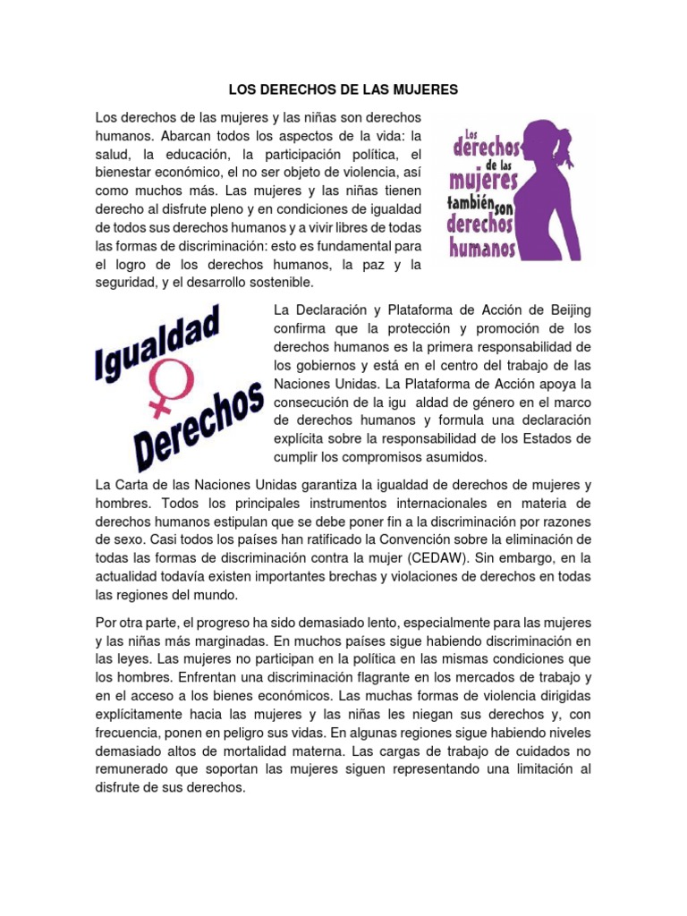 Los Derechos de Las Mujeres | PDF | Mujer | Derechos de las mujeres