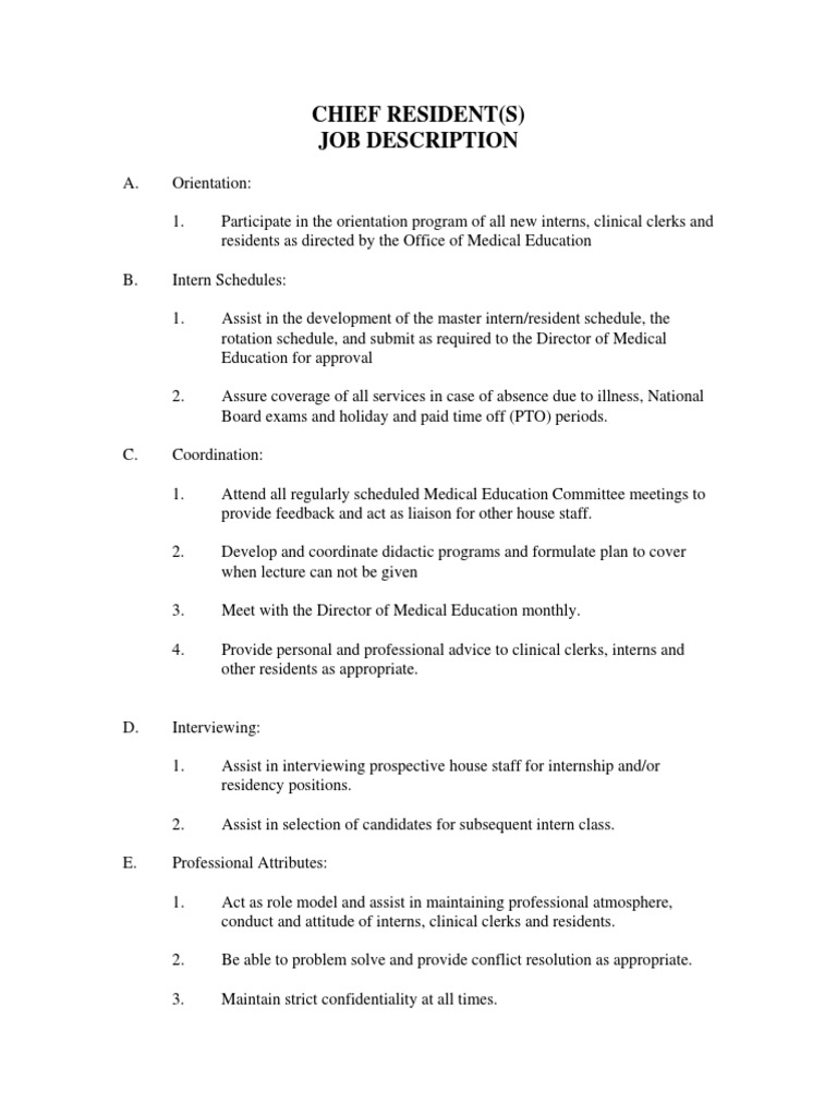 Chief Resident | PDF