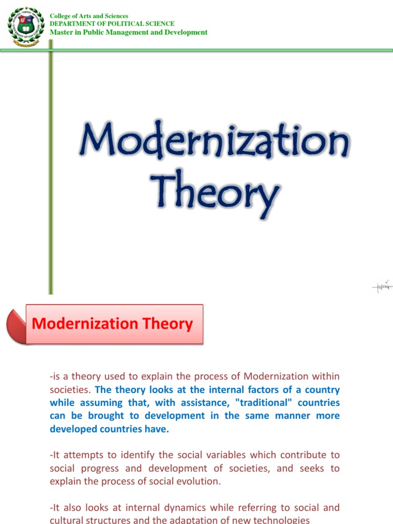 Modernization Theory Modernization Theory Sociology