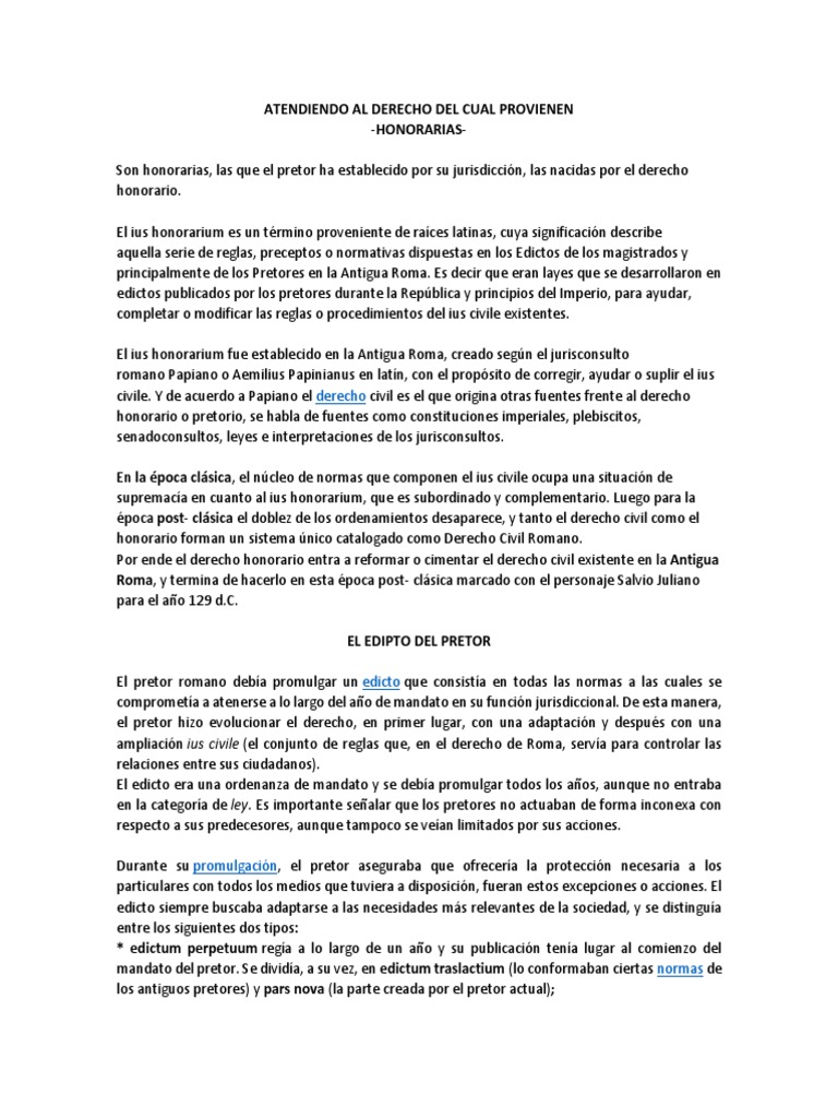 Derecho Honorario | PDF | Roma antigua | Justicia