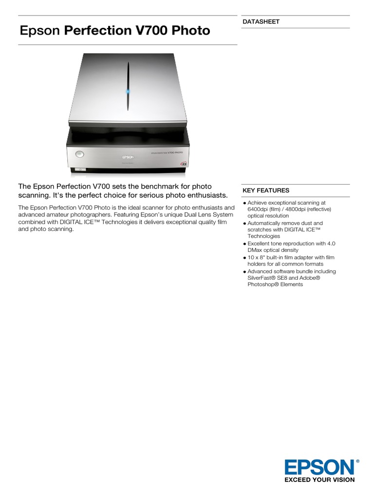 Epson Perfection V700 Photo Datasheet | Image Scanner | Optics