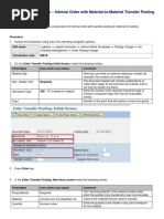 Reservation - Internal Order With Material To Material Transfer Posting