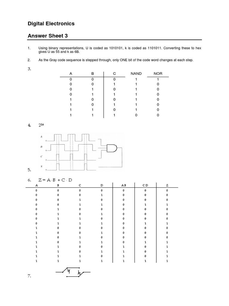 Digital Electronics Answer Sheet 3 | Download Free PDF | Numbers ...