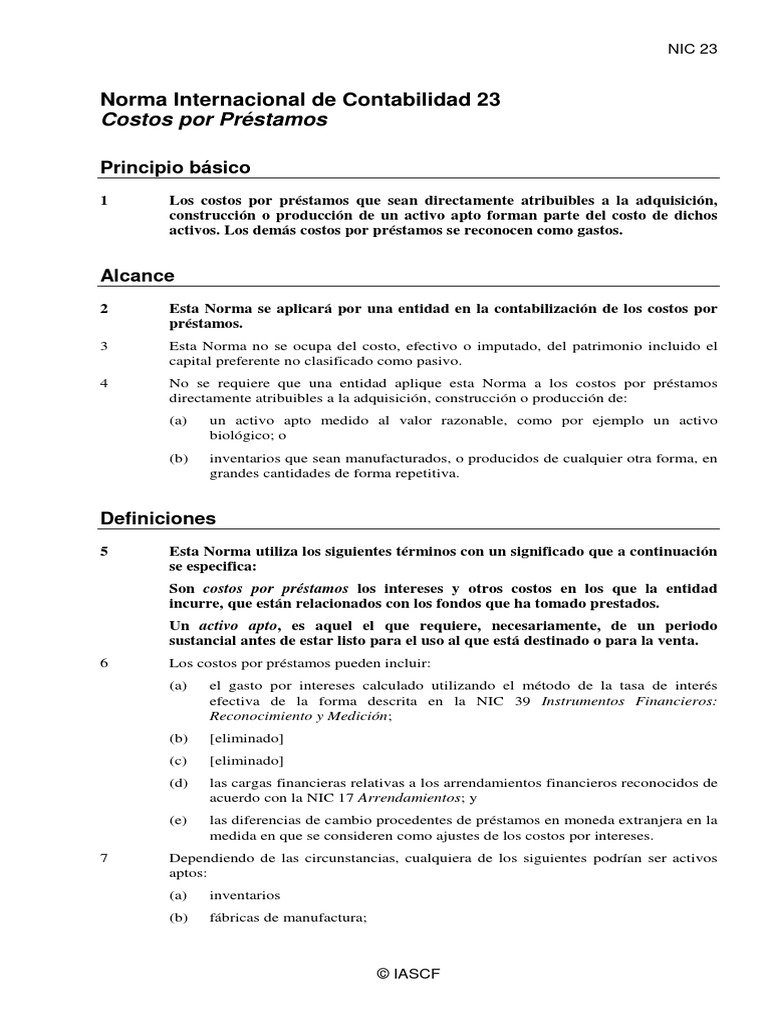 23 Nic PDF | PDF | Costo | normas internacionales de INFORMACION FINANCIERA