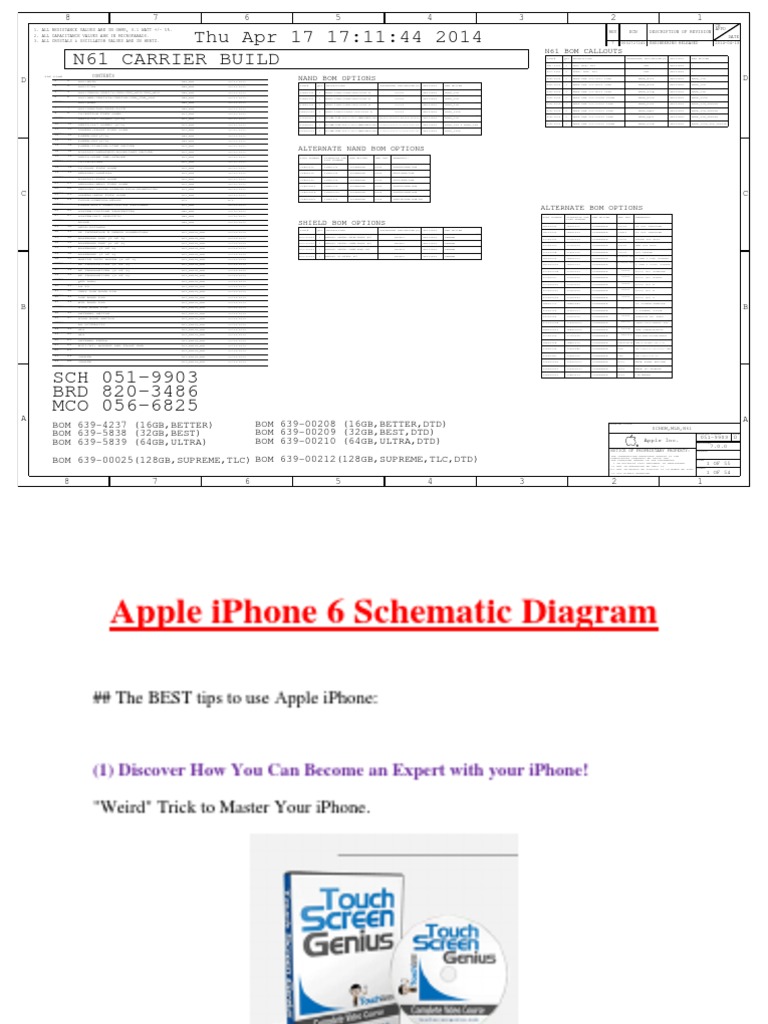 Apple Iphone 6 Schematic Diagram PDF | PDF | Electronic Engineering