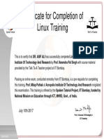 Certificate Completion Linux Training Spoken Tutorial
