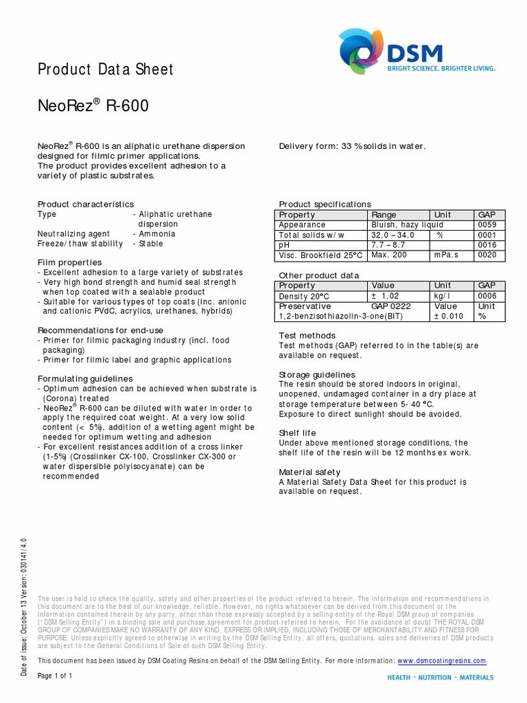 Neorez 600 | Download Free PDF | Adhesion | Solid