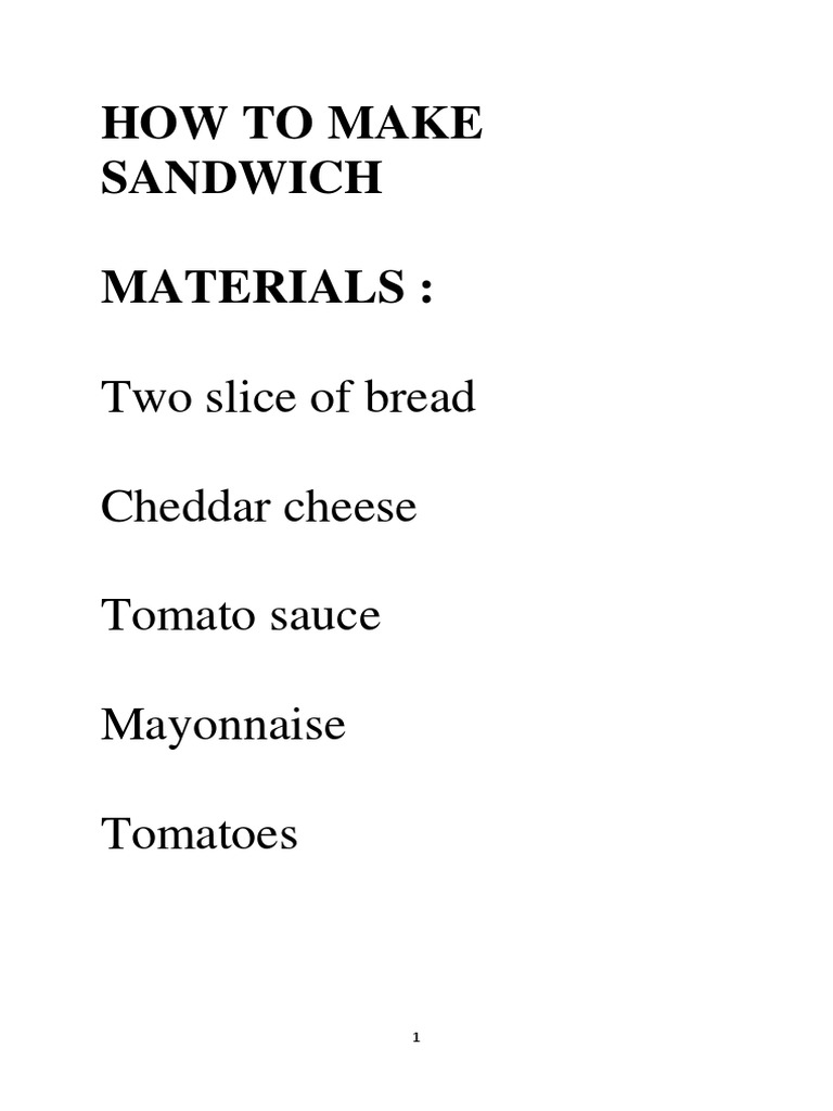 How To Make Sandwich PDF