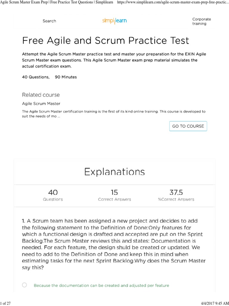 Agile Scrum Master Exam Prep _ Free Practice Test Questions ...