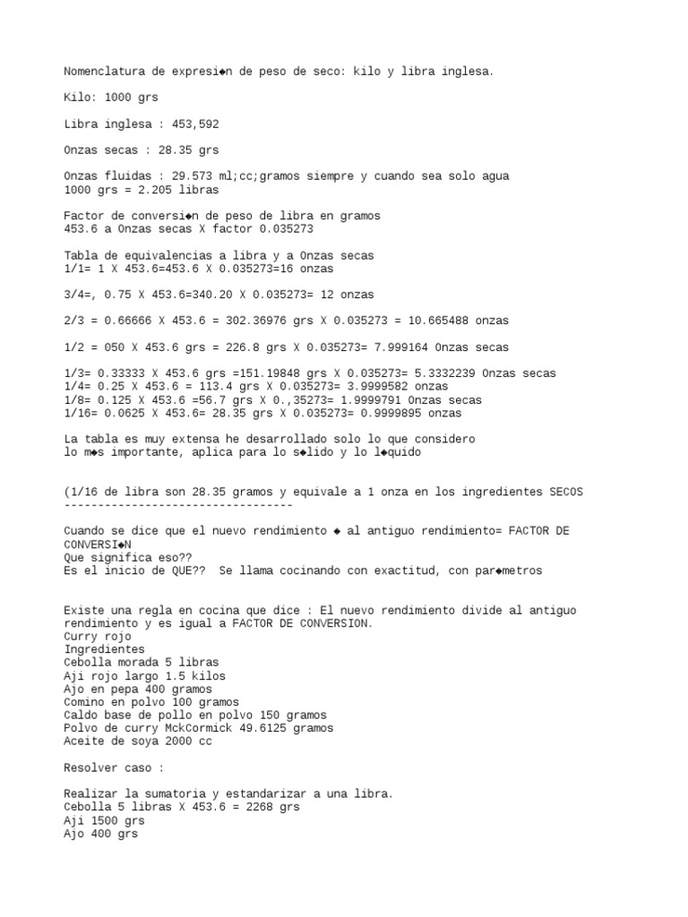 Calculo Culinario Pirrechef | PDF | Curry | Cocinando