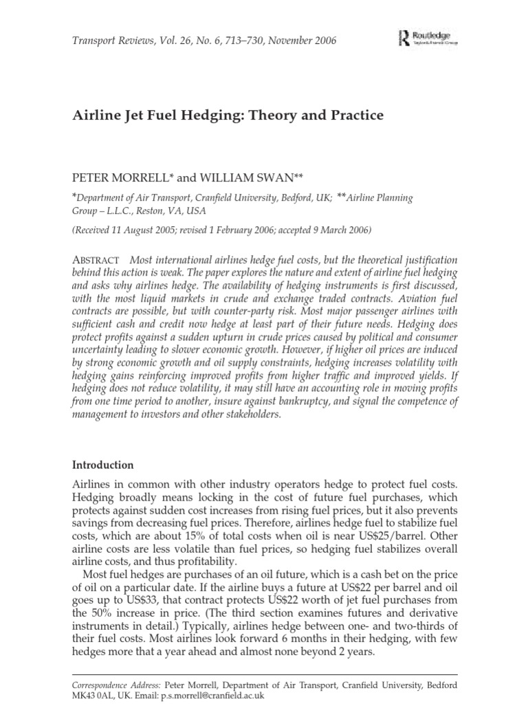 Airline Jet Fuel Hedging PDF Hedge (Finance) Futures Contract