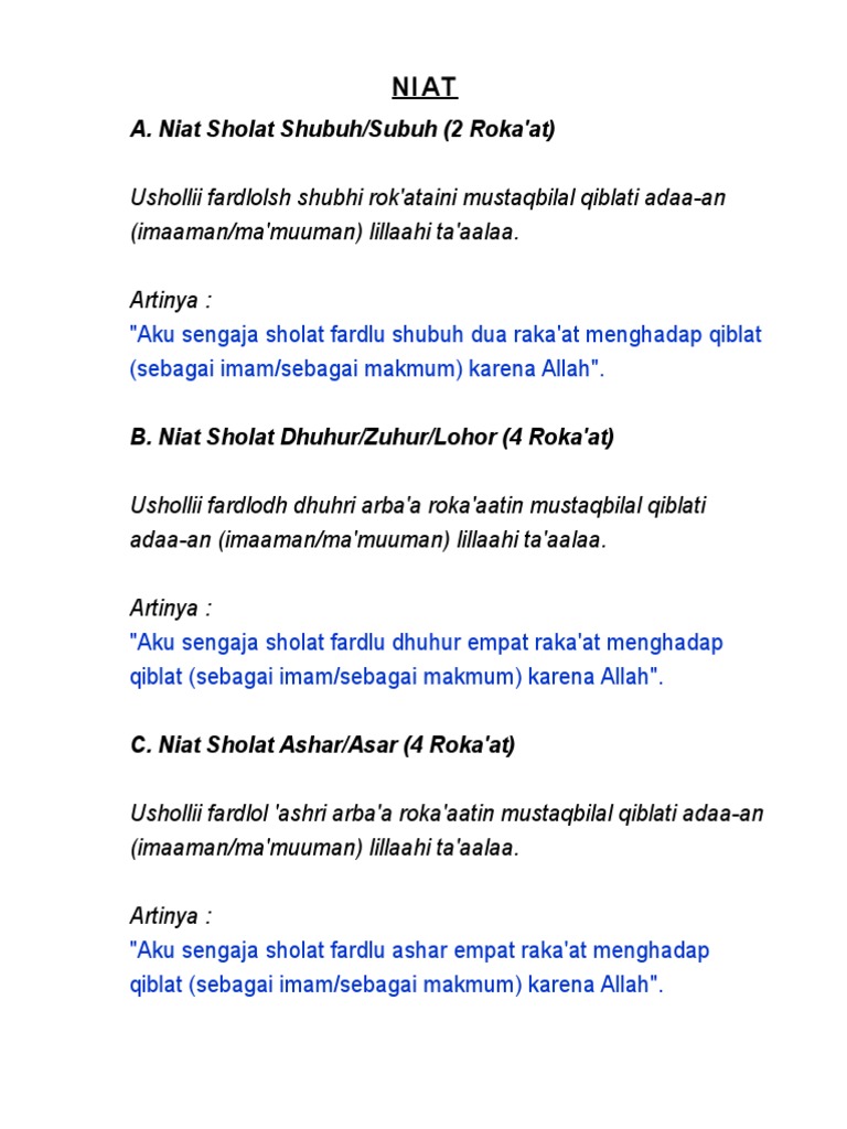 Tuntunan Sholat
