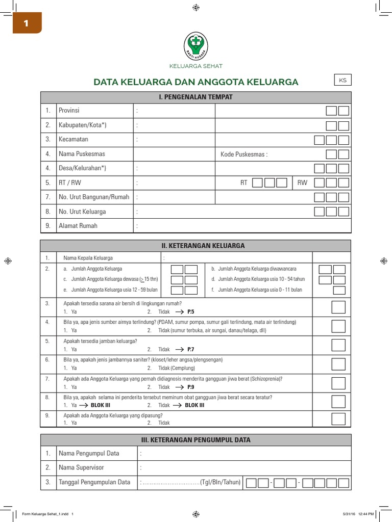 Formulir Data Keluarga Sehat | PDF