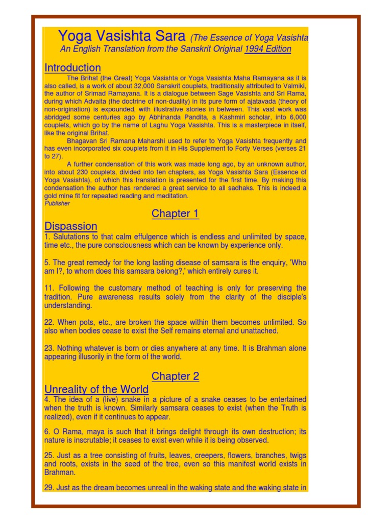 Yoga Vasishta Sara PDF PDF
