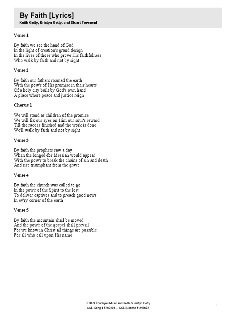 By Faith Lyrics | PDF