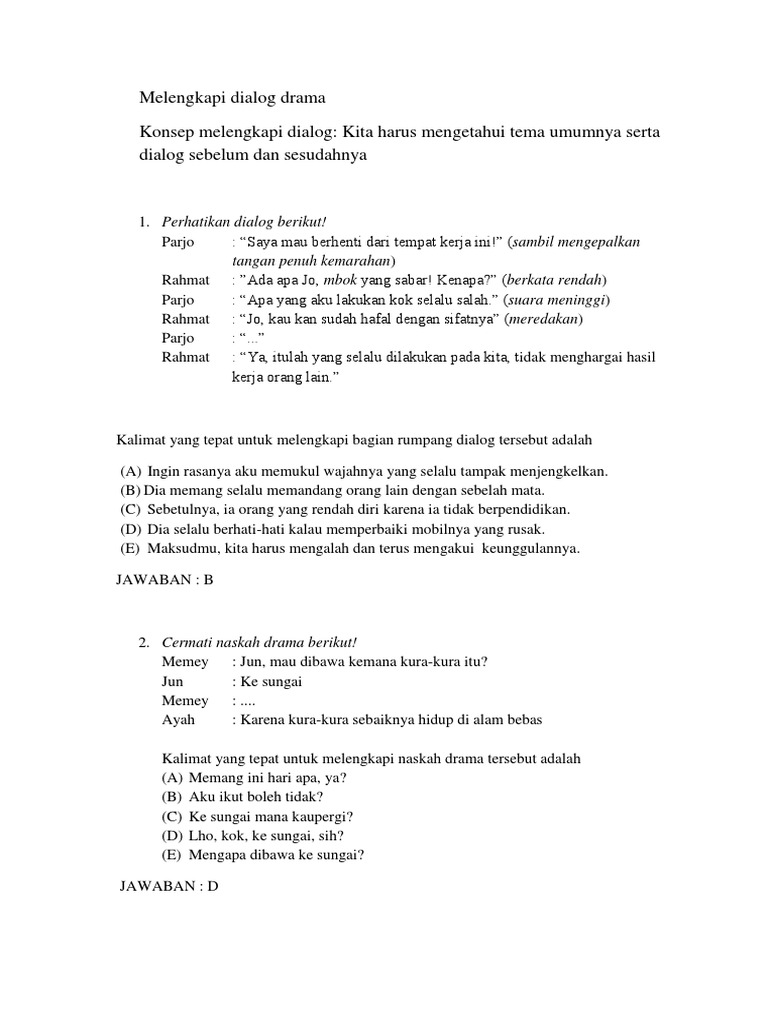 Melengkapi Dialog Drama