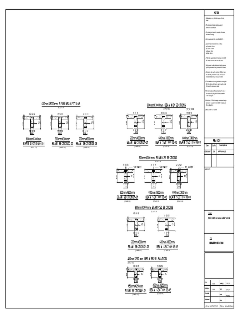 Beam Sections and Details Drawing | PDF | Beam (Structure) | Masonry