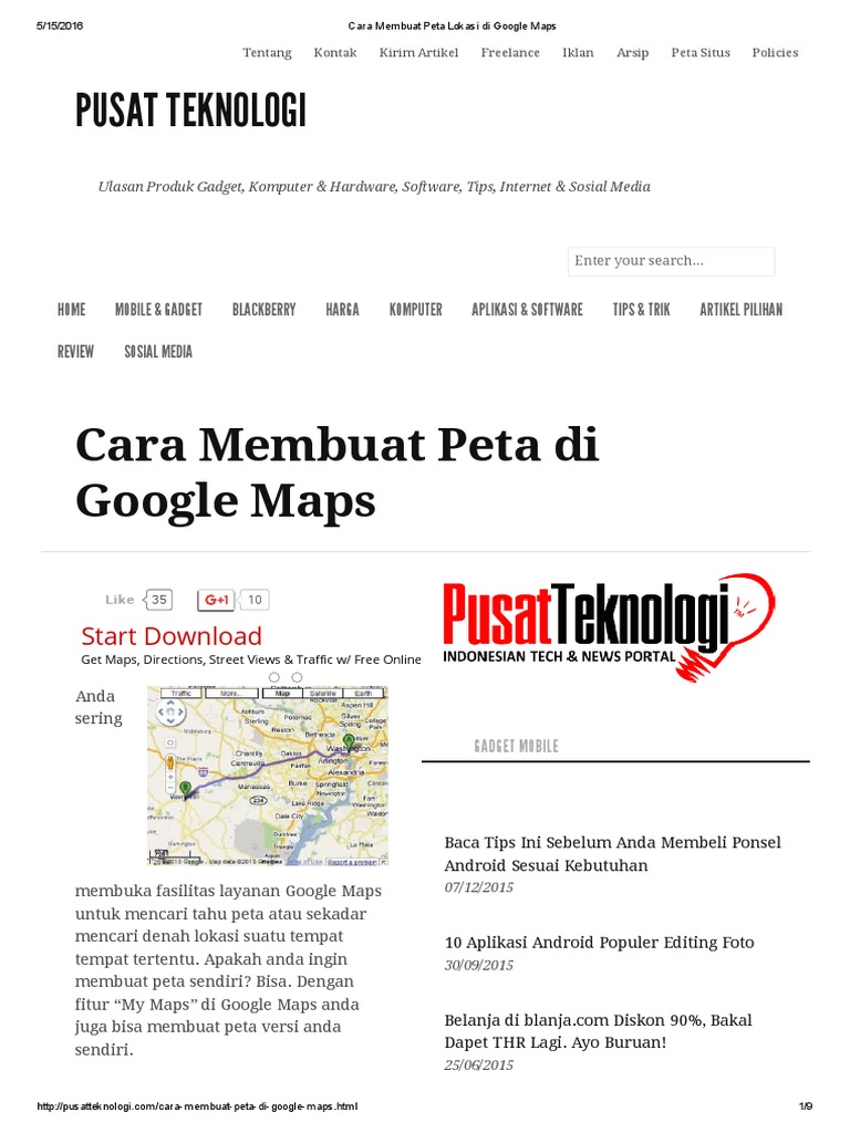 Cara Membuat Peta Lokasi Di Google Maps PDF | PDF