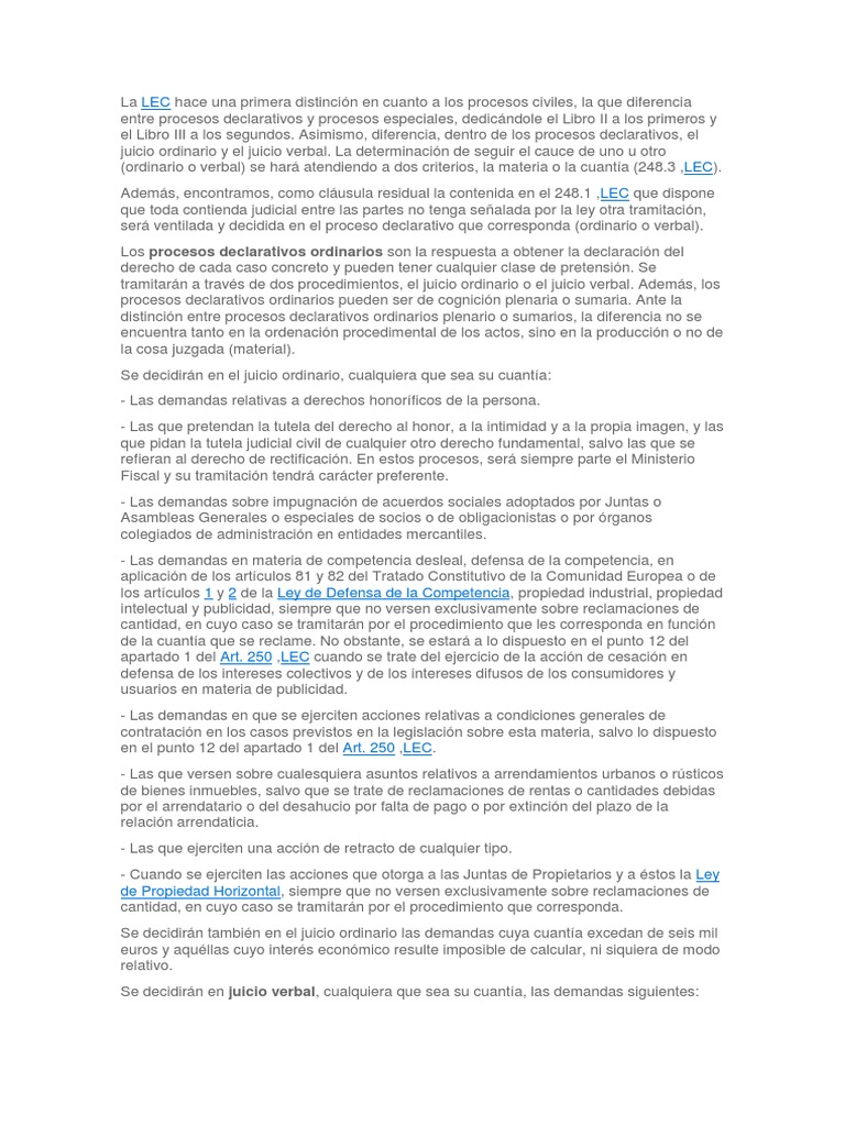 Juicio Declarativo Ordinario o Verbal | PDF | Propiedad | Posesión (Ley)
