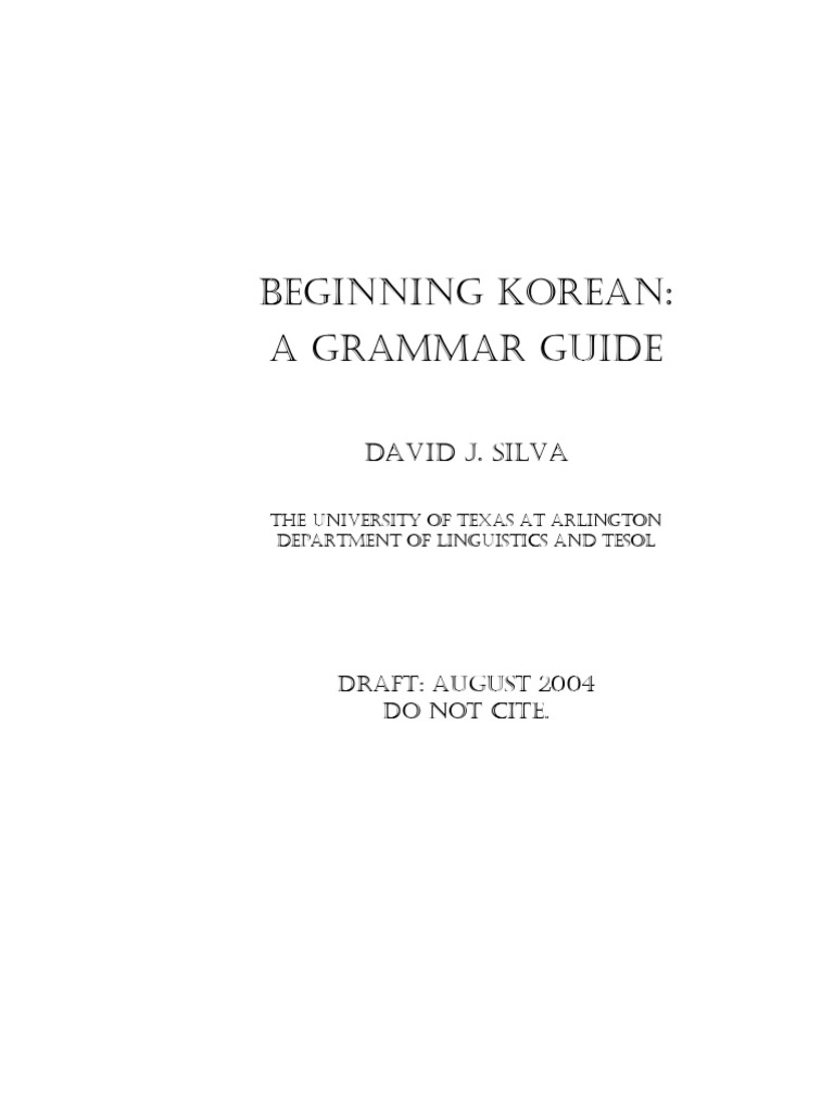 Beginner's Korean Grammar Guide | PDF