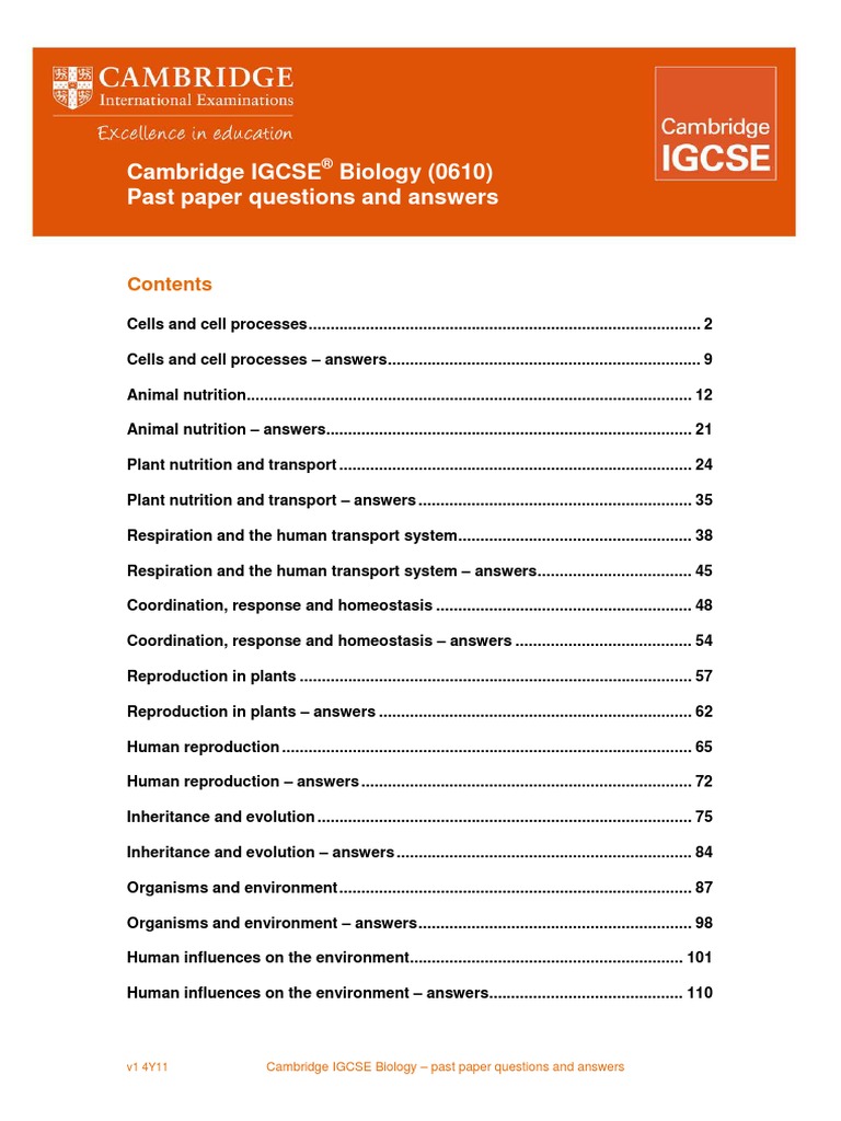 Igcse Biology Past Papers Classification