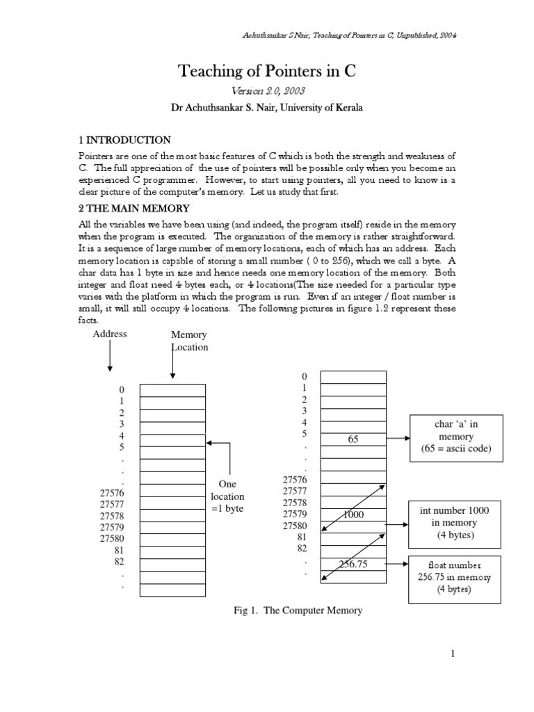 Teaching of Pointers Inc | PDF | Pointer (Computer Programming) | C ...