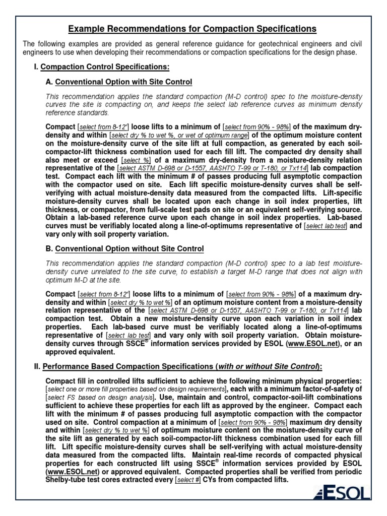 Guidance For Compaction Specifications | PDF | Civil Engineering ...