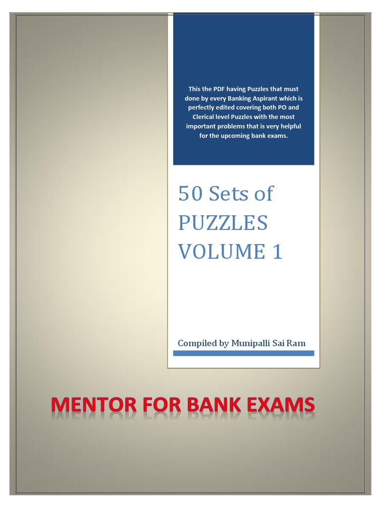 Puzzles For Bank Exams Vol 1 PDF Tomato Color