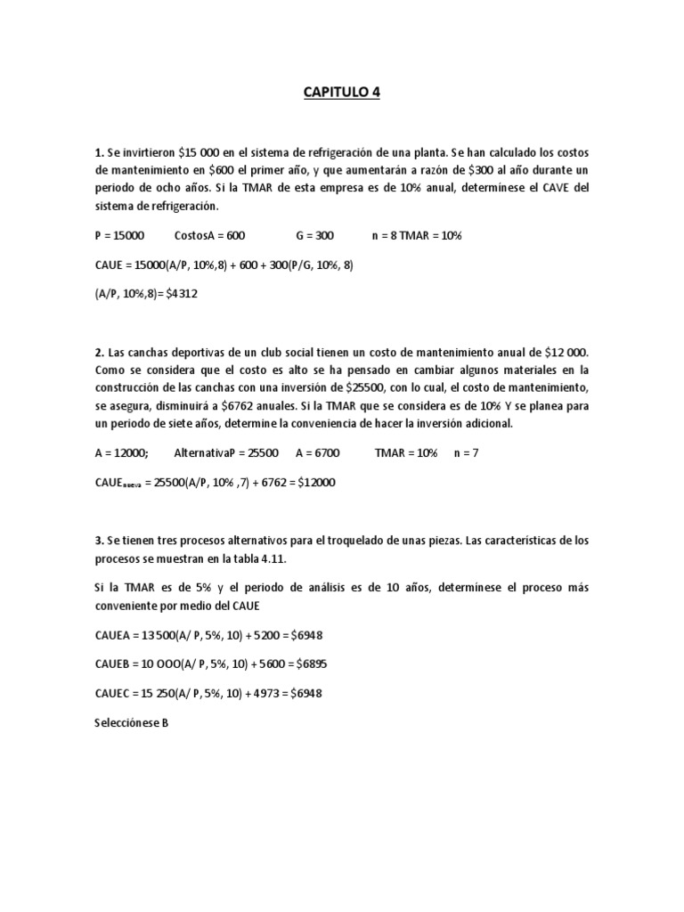 Ejercicios Ingenieria Economica Cap4 PDF | PDF | Euro | Mercado (economía)