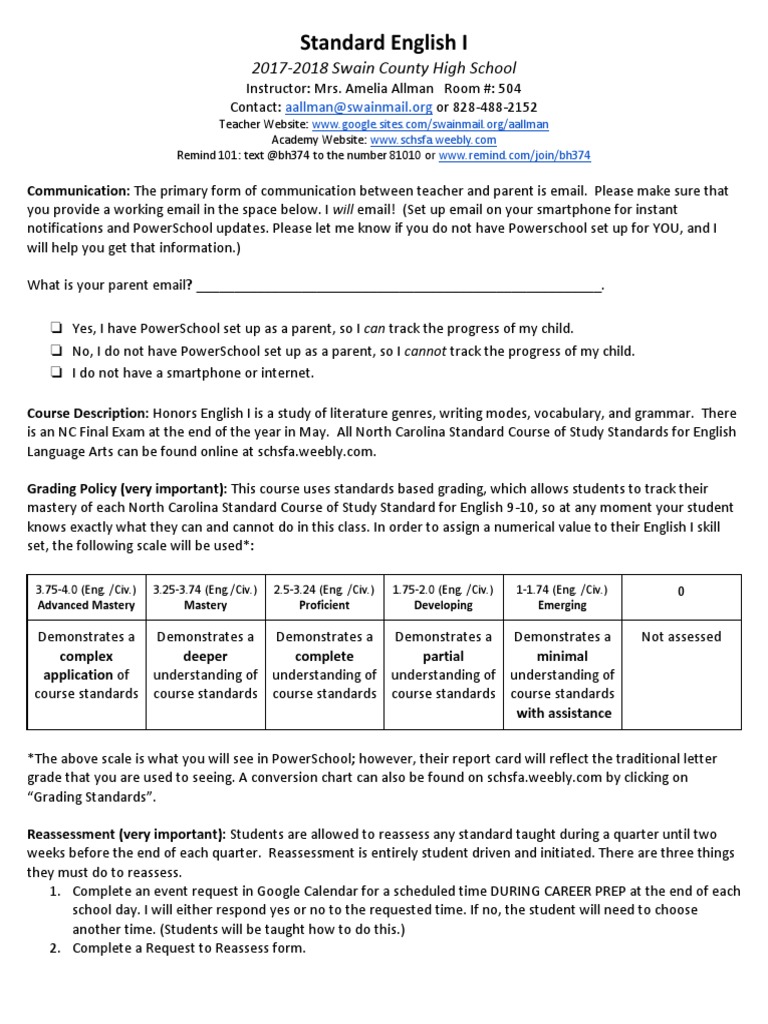English I Syllabus Acknowledgment | PDF | Syllabus | English Language