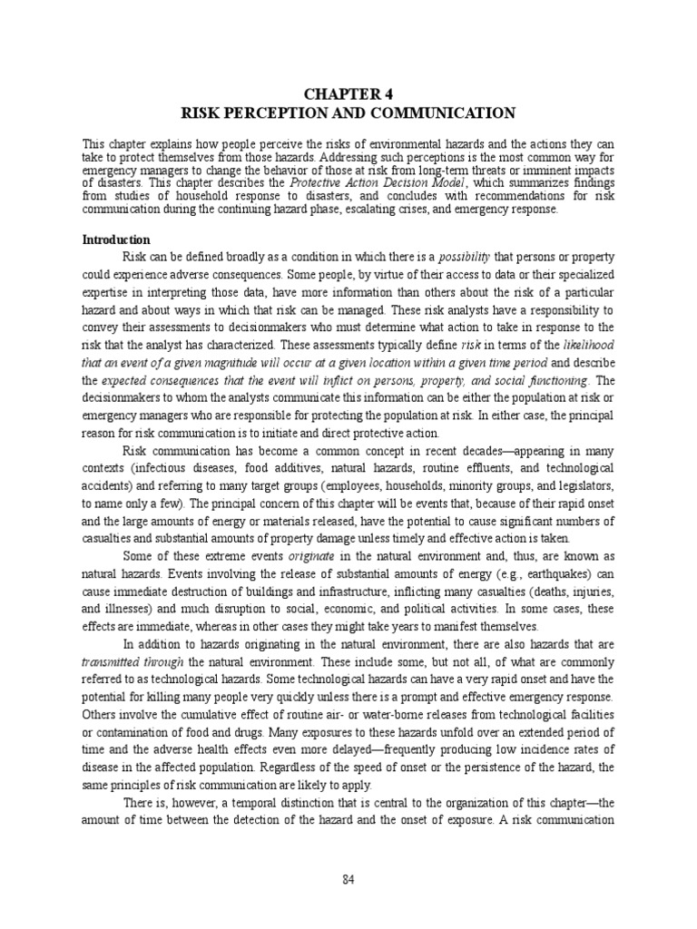 Chapter 4 - Risk Perception and Communication | PDF | Emergency ...