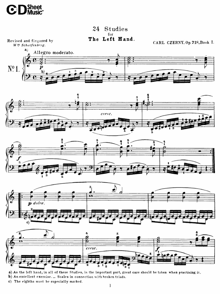 CZERNY 24 Piano Studies For The Left Hand Op. 718 PDF PDF