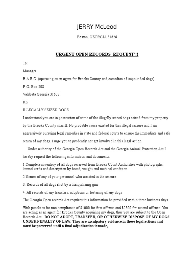 Jerry Mcleod Urgent Open Records Request'!! PDF