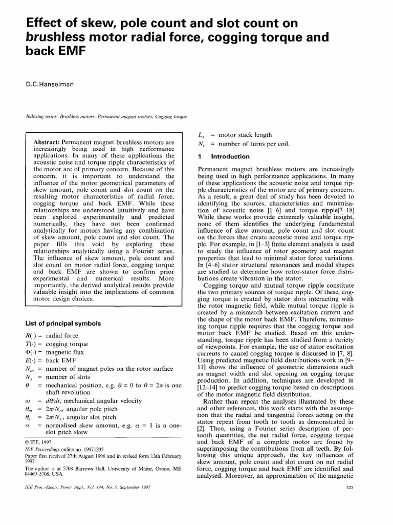 Impact of Pole Count on Motor Performance | PDF | Magnetic Field | Gear