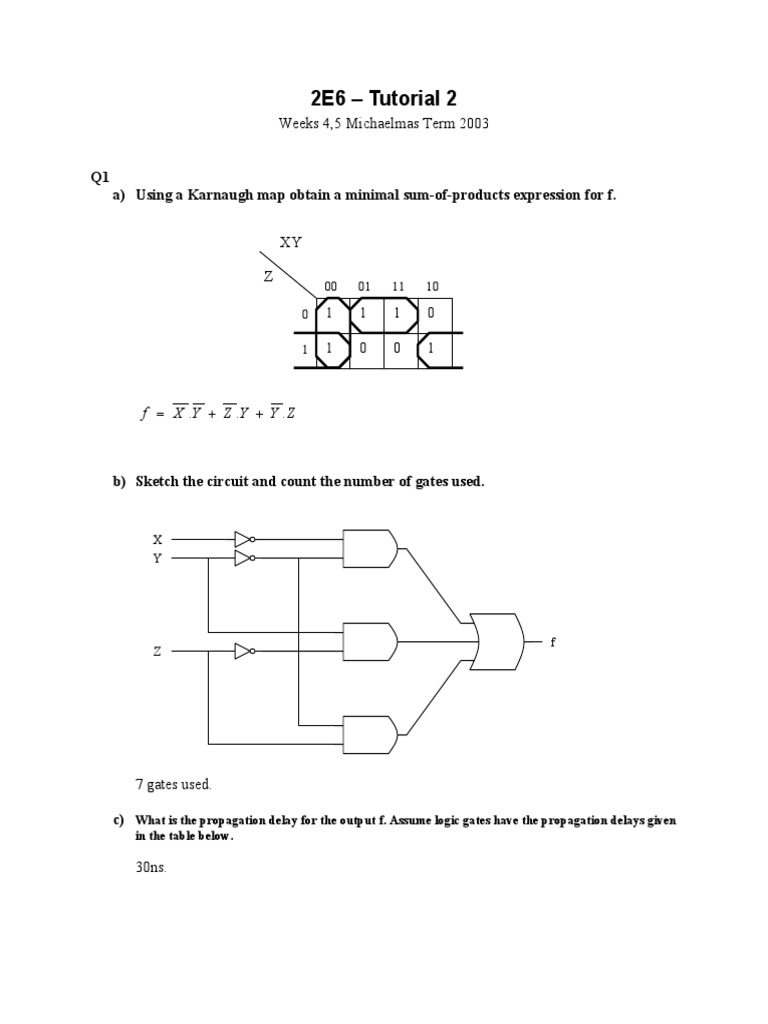 2E6 - Tutorial 2: Weeks 4,5 Michaelmas Term 2003 | PDF | Digital ...