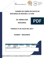 Vyp Informe de Inspeccion y Cambio Liners en Chute de Descarga Del Molino 1 A Cv04 - Parada - Julio - Hudbay