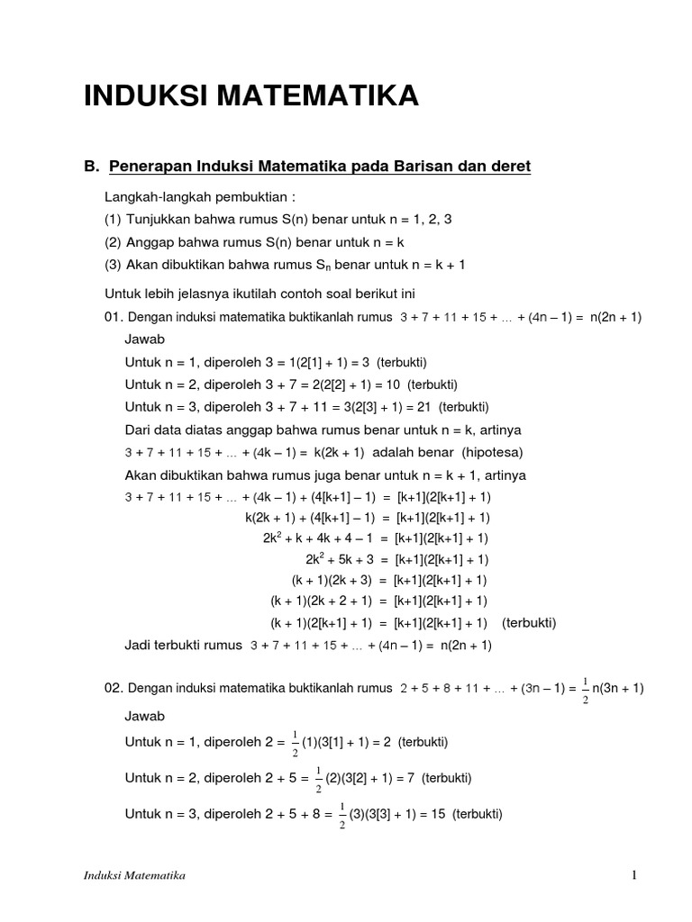 Contoh Soal Induksi Matematika Kelas 11 Kurikulum 2013