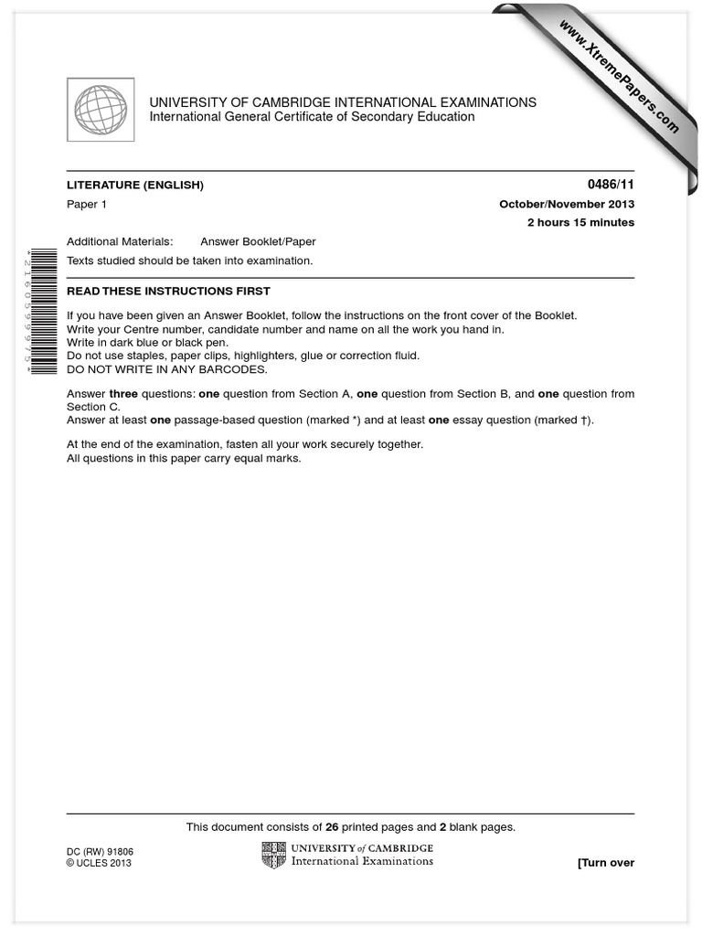 IGCSE ENGLISH AS THE SECOND LANGUAGE PAST PAPER 2013 | Marcus Junius ...