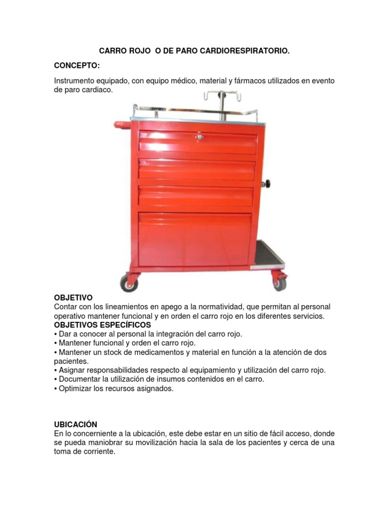 Carro Rojo o de Paro Cardiorespiratorio | PDF | Paro cardíaco