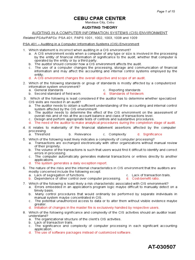 Auditing in Computer Information Systems | PDF | Computer Network ...