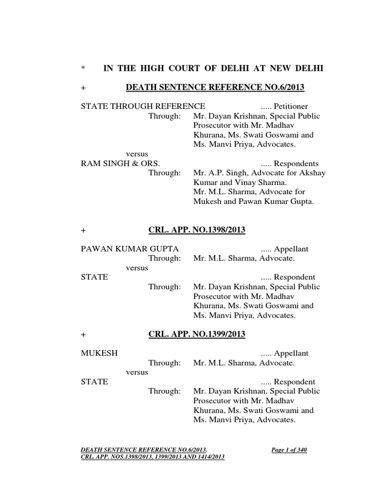 Nirbhaya High Court Judgement PDF PDF