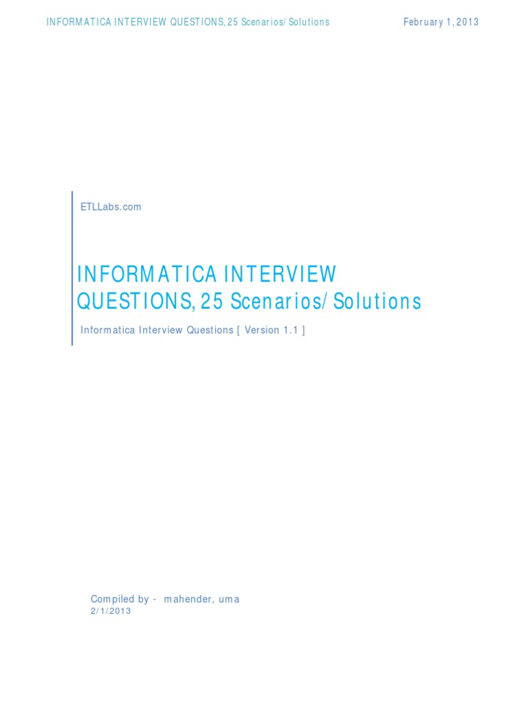 Informatica Interview Questions Scenario Based PDF | PDF | Parameter ...