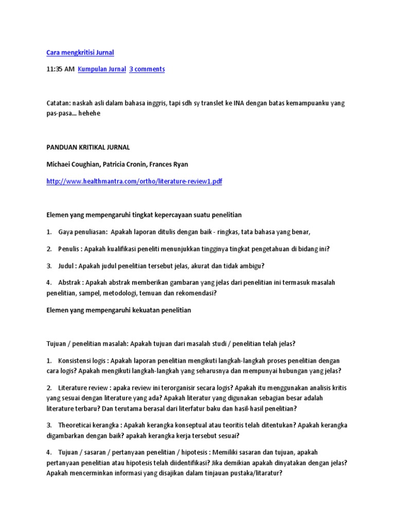 Cara Mengkritisi Jurnal Pdf
