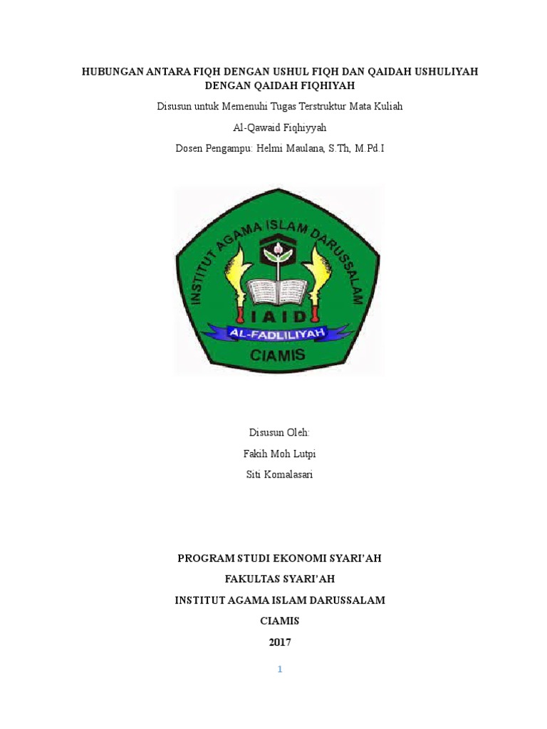 Makalah Hubungan Fiqh Dgn Uf Dan Qf Dgn Qu