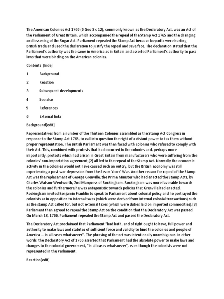 Declaratory Act Official Documents Government