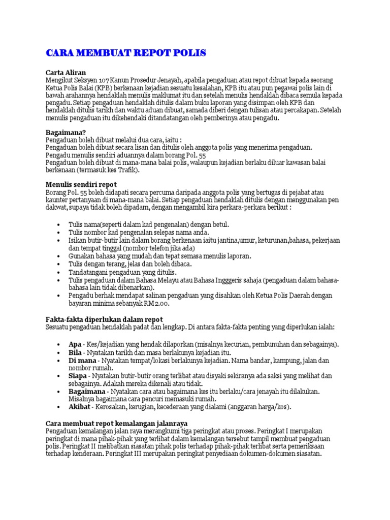 Cara Membuat Repot Polis Pdf