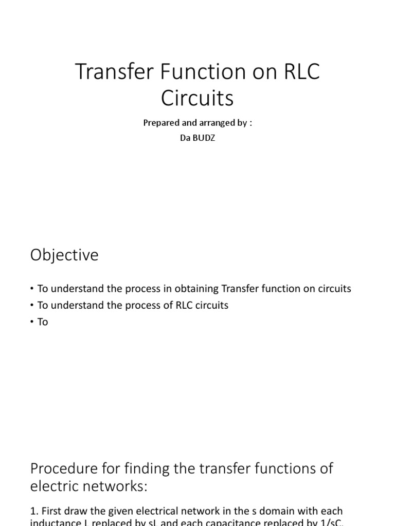 Transfer Function On Rlc Circuits Electrical Network Laplace Transform